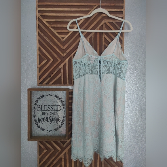 Victorias Secret Slip Dress Womens Size LARGElace Aqua Fairycore Dainty Feminine - Picture 2 of 10